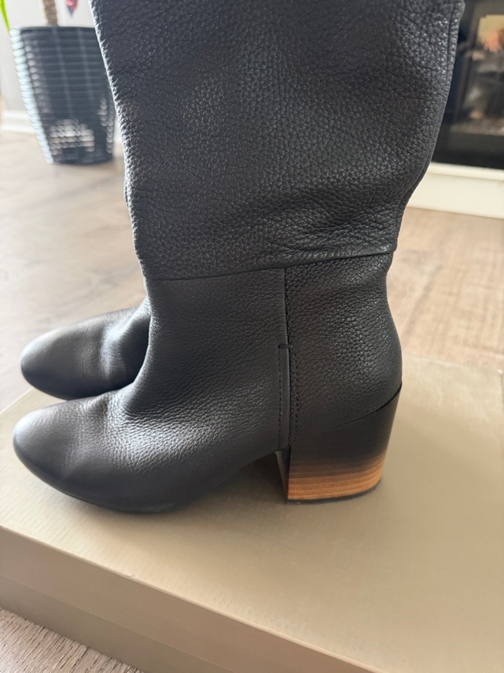 NWT Levity Black Fold Over Wedge Ankle Boots Side Zip Size 8.5